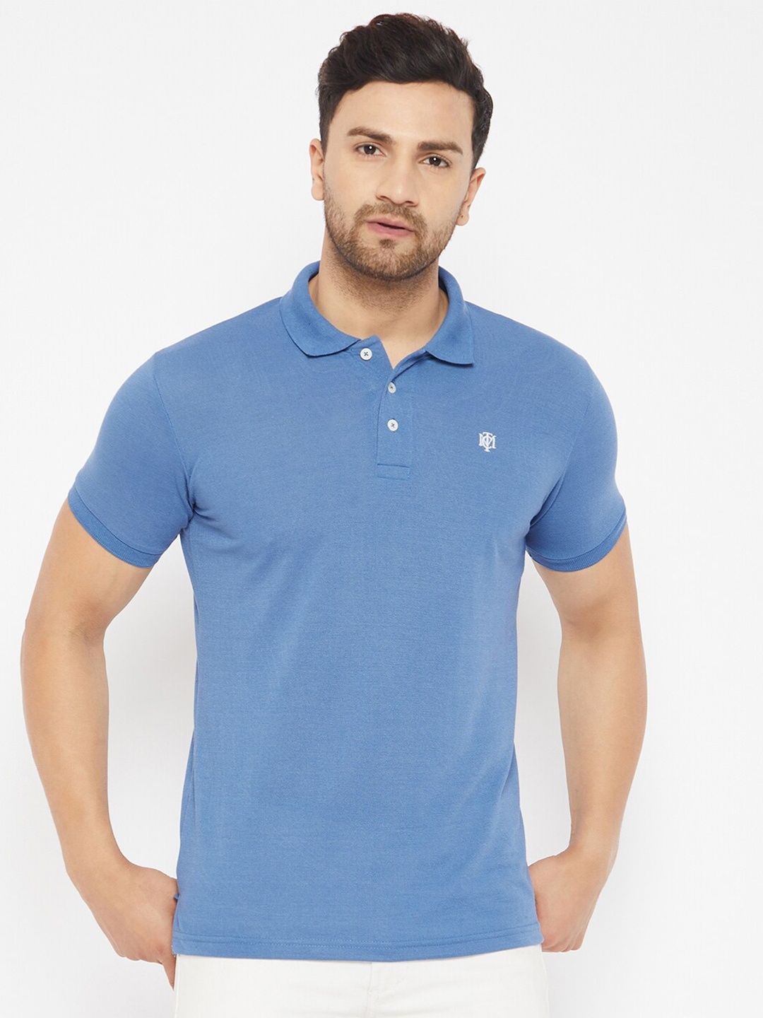 

THE MILLION CLUB Men Blue Polo Collar T-shirt
