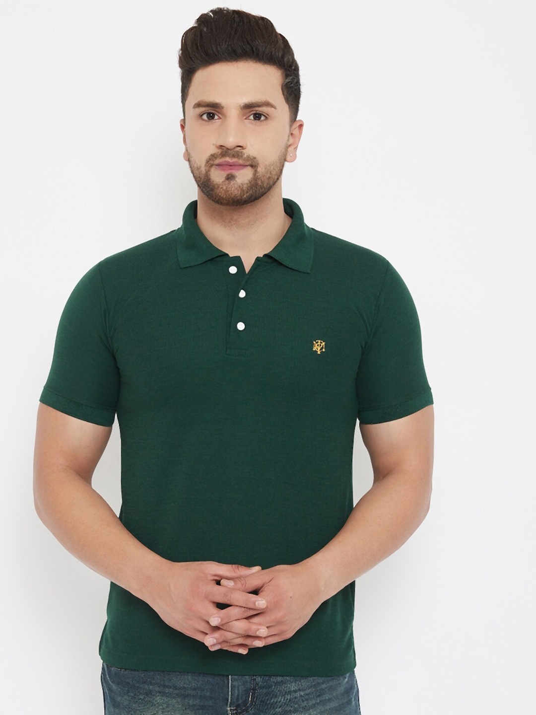 

THE MILLION CLUB Men Green Polo Collar T-shirt