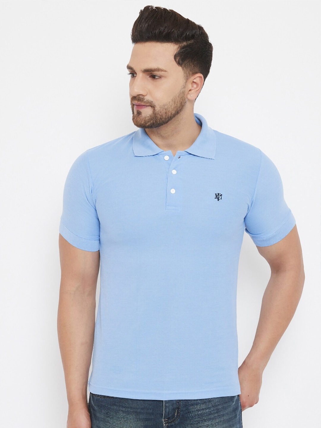 

THE MILLION CLUB Men Blue Polo Collar T-shirt