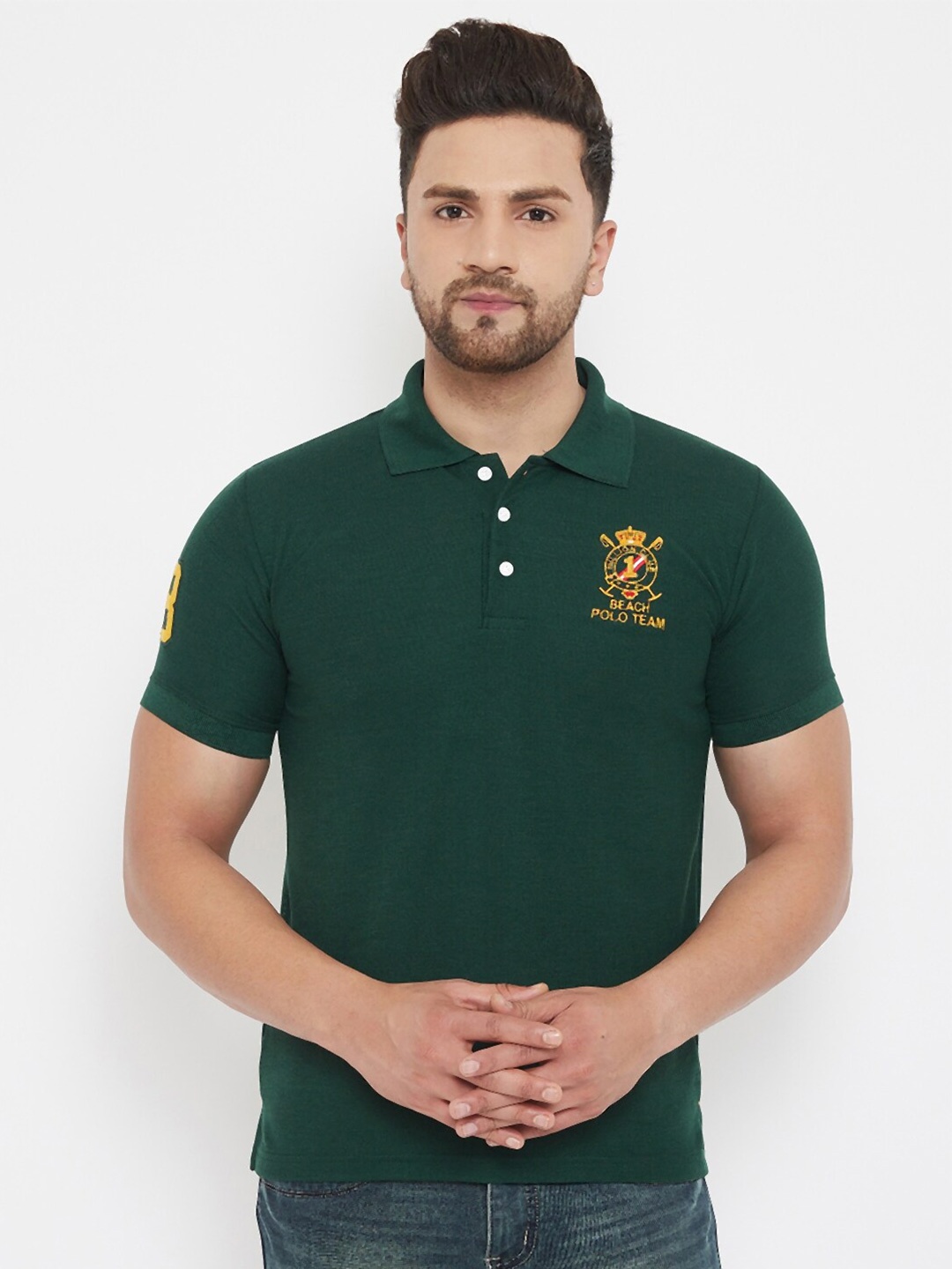 

THE MILLION CLUB Men Green Polo Collar T-shirt