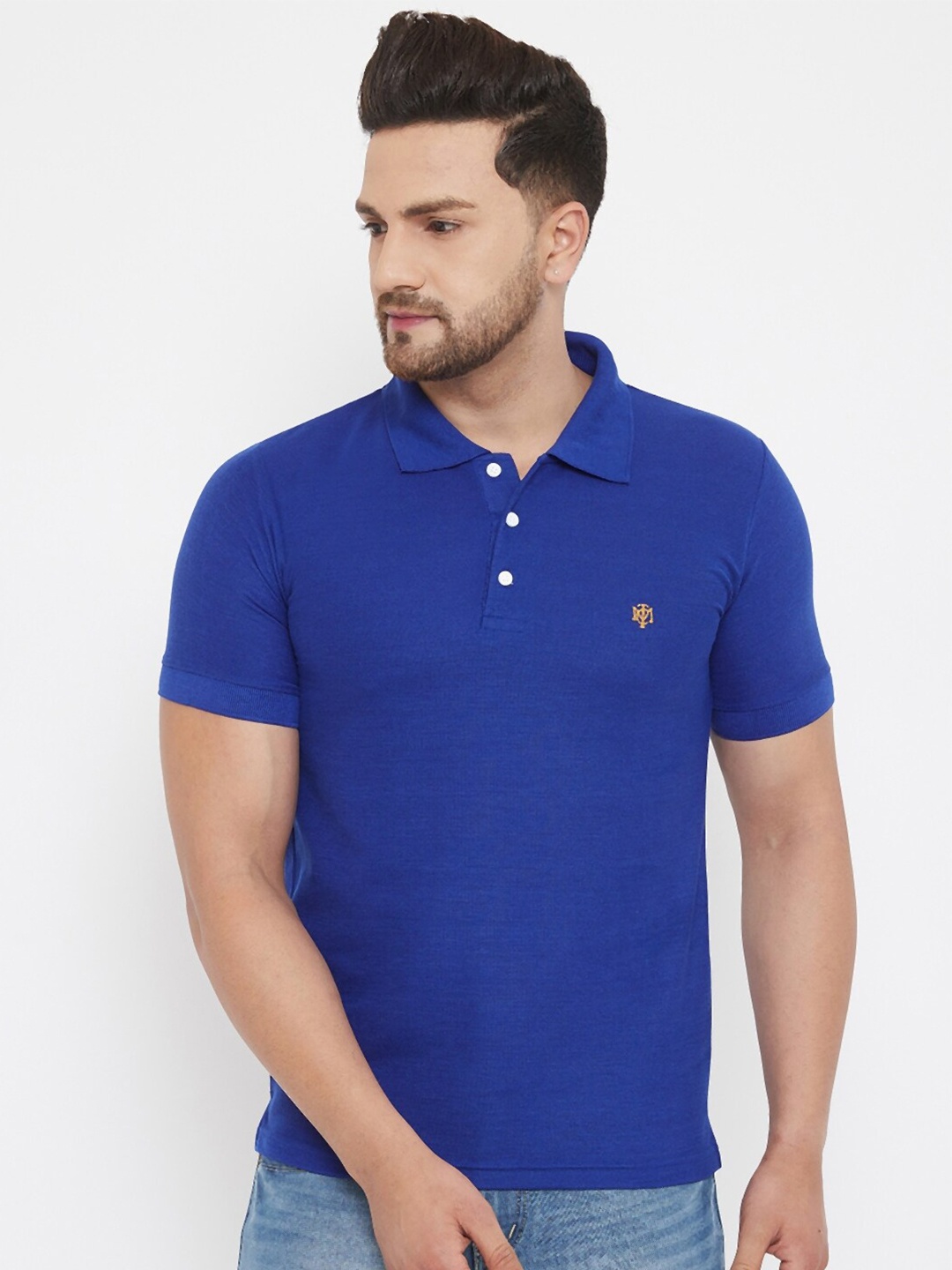 

THE MILLION CLUB Men Blue Polo Collar T-shirt