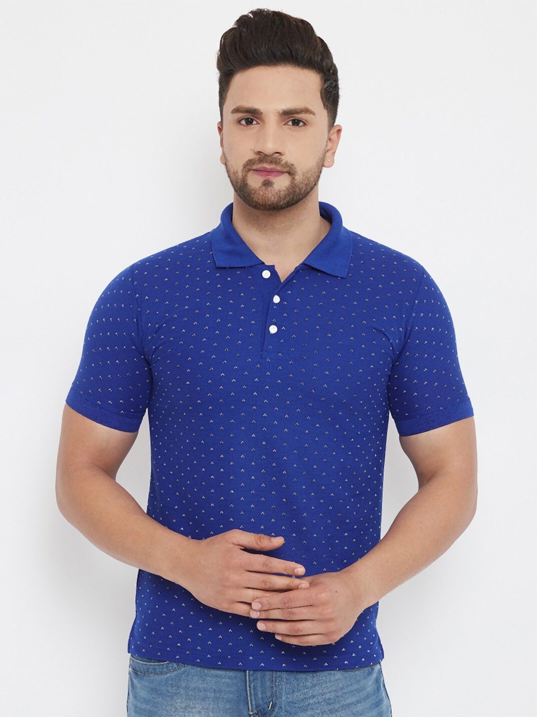 

THE MILLION CLUB Men Blue Polo Collar T-shirt