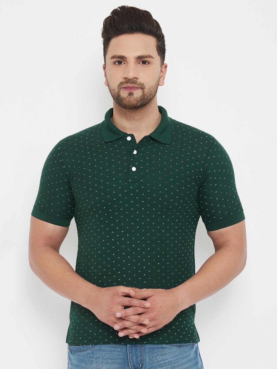 

THE MILLION CLUB Men Green Printed Polo Collar T-shirt