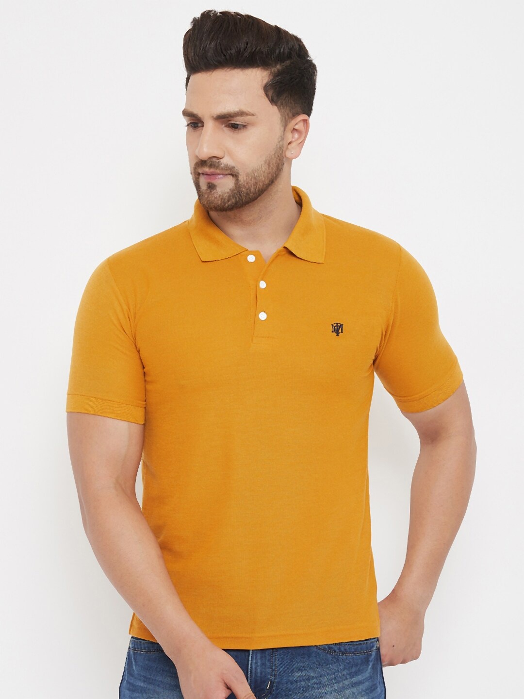 

THE MILLION CLUB Men Mustard Yellow Polo Collar Tshirt