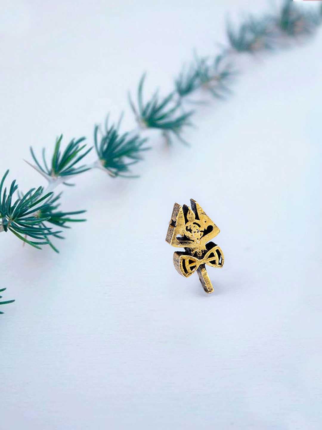 

Dare by Voylla Gold-Toned Trishul and Damru Studs Earrings