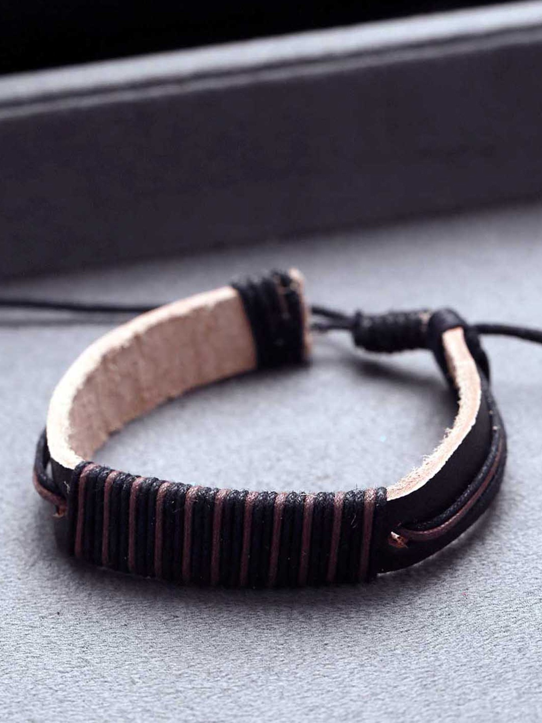 

Dare by Voylla Men Black & Brown Leather Wrap Bracelet