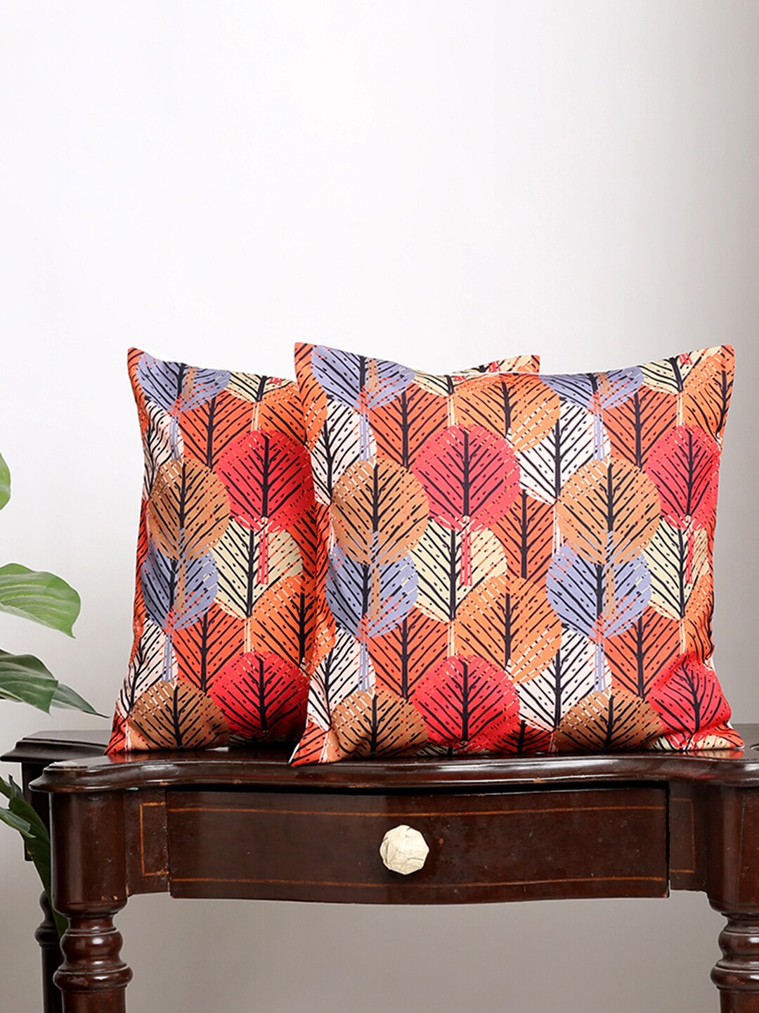 

Alina decor Red & Blue Set of 2 Abstract Square Cushion Covers