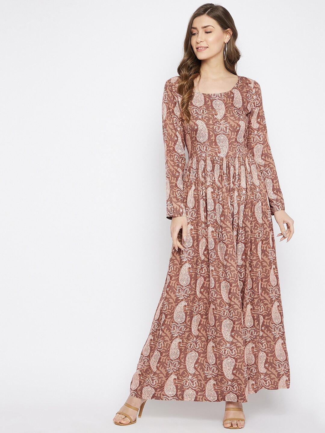 

HELLO DESIGN Beige Ethnic Motifs Maxi Dress