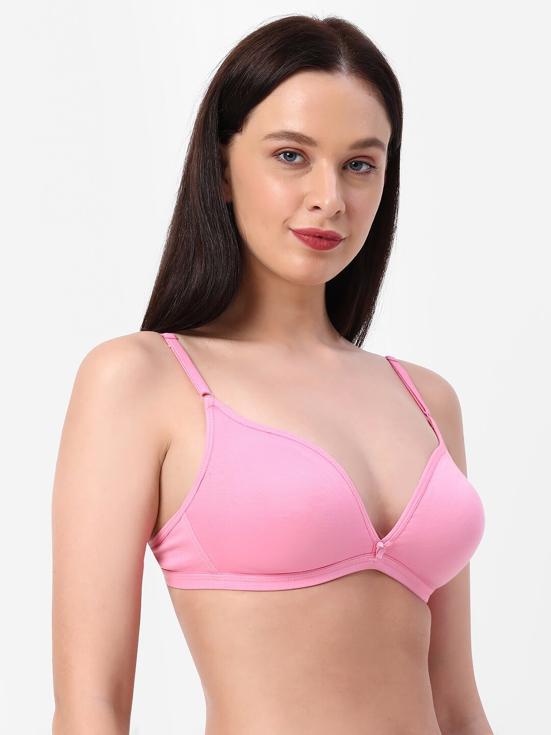 

Planetinner Non Padded Non Wired Low Coverage Plunge Backless T-Shirt Bra TB13, Pink