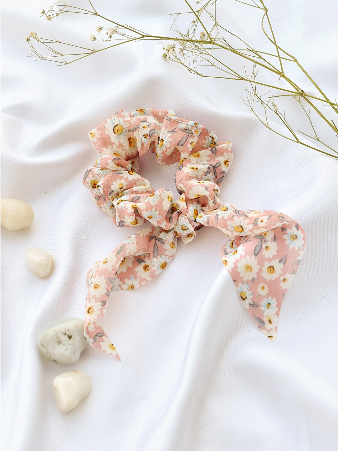 

BEWITCHED Women Pink & White Floral Scarf Scrunchie