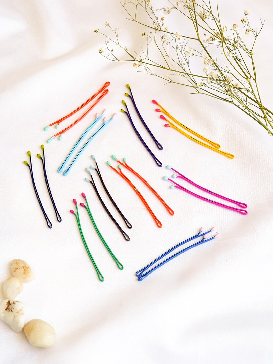

BEWITCHED Women Set Of 20 Yellow & Orange Bobby Pins