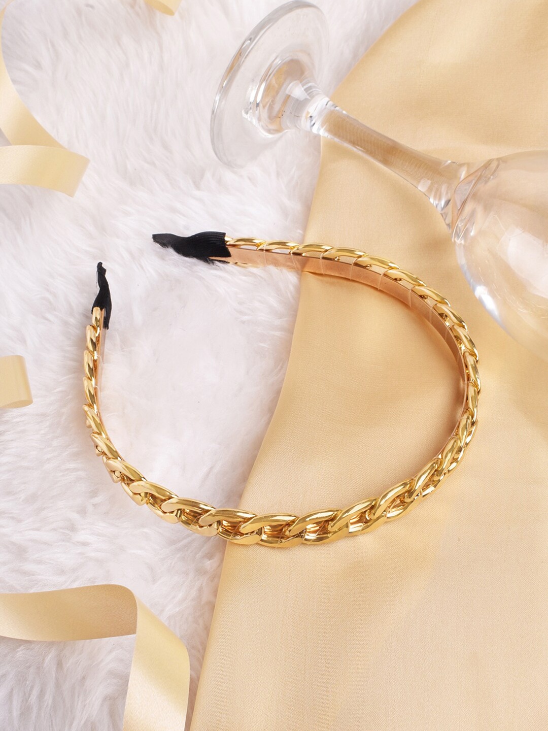 

BEWITCHED Women Gold-Toned & Black Braided Hairband