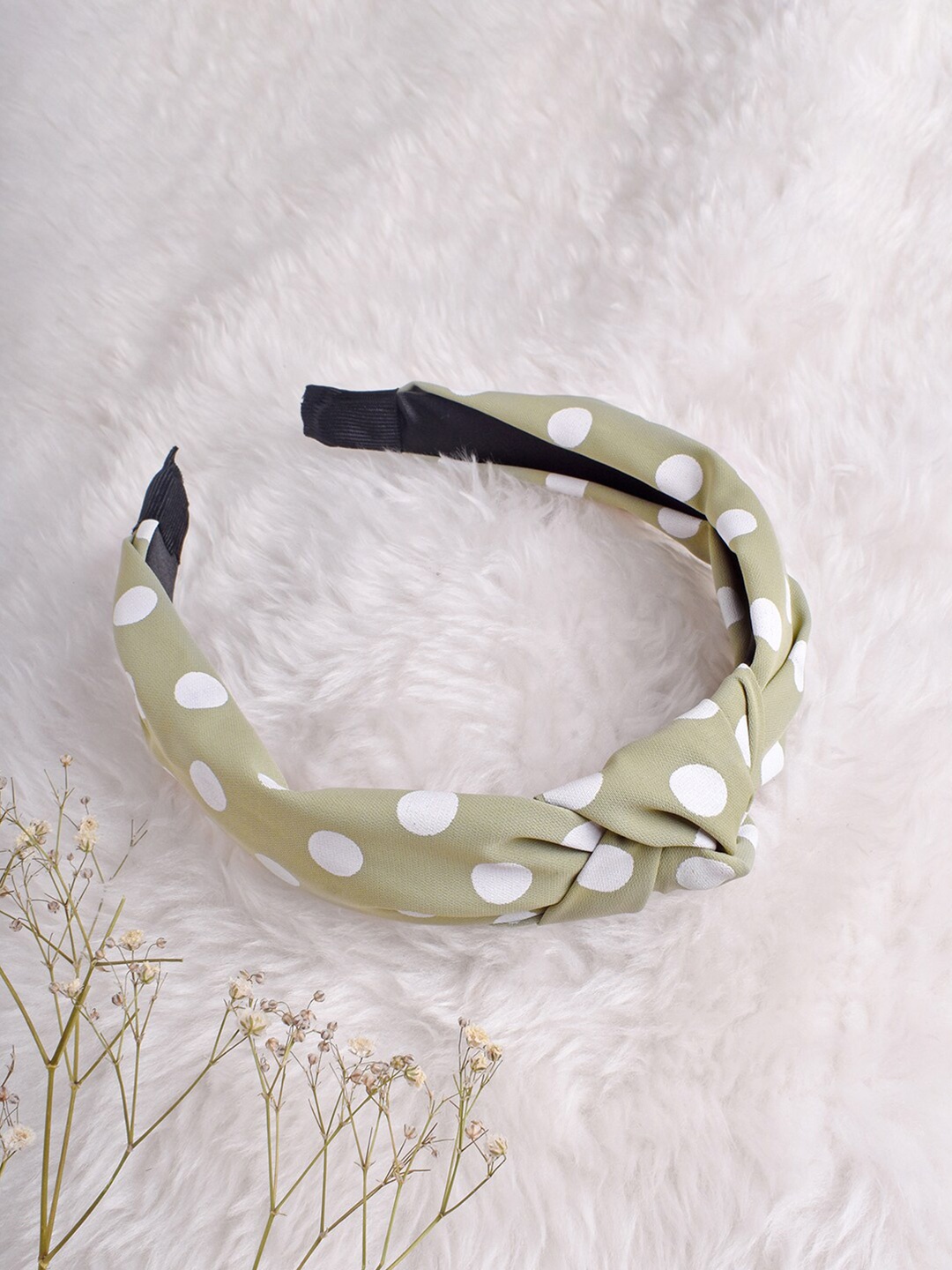 

BEWITCHED Women Green & White Polka Hairband