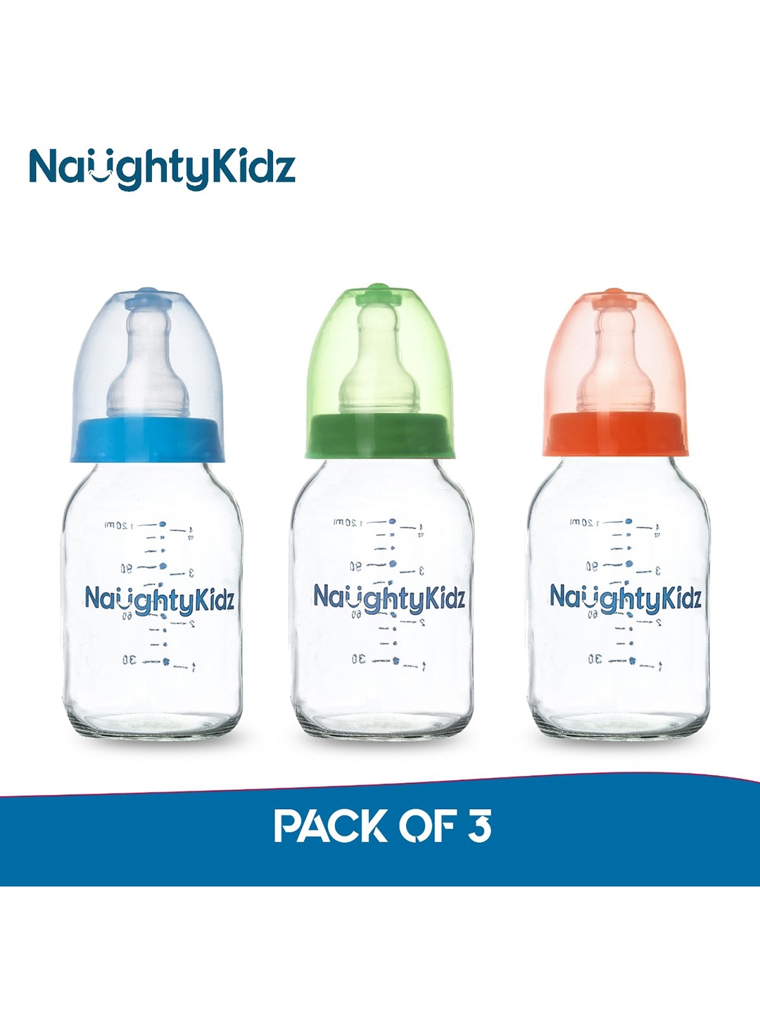 

NAUGHTY KIDZ Kids Set of 4 Glass Feeding Bottles, Multi