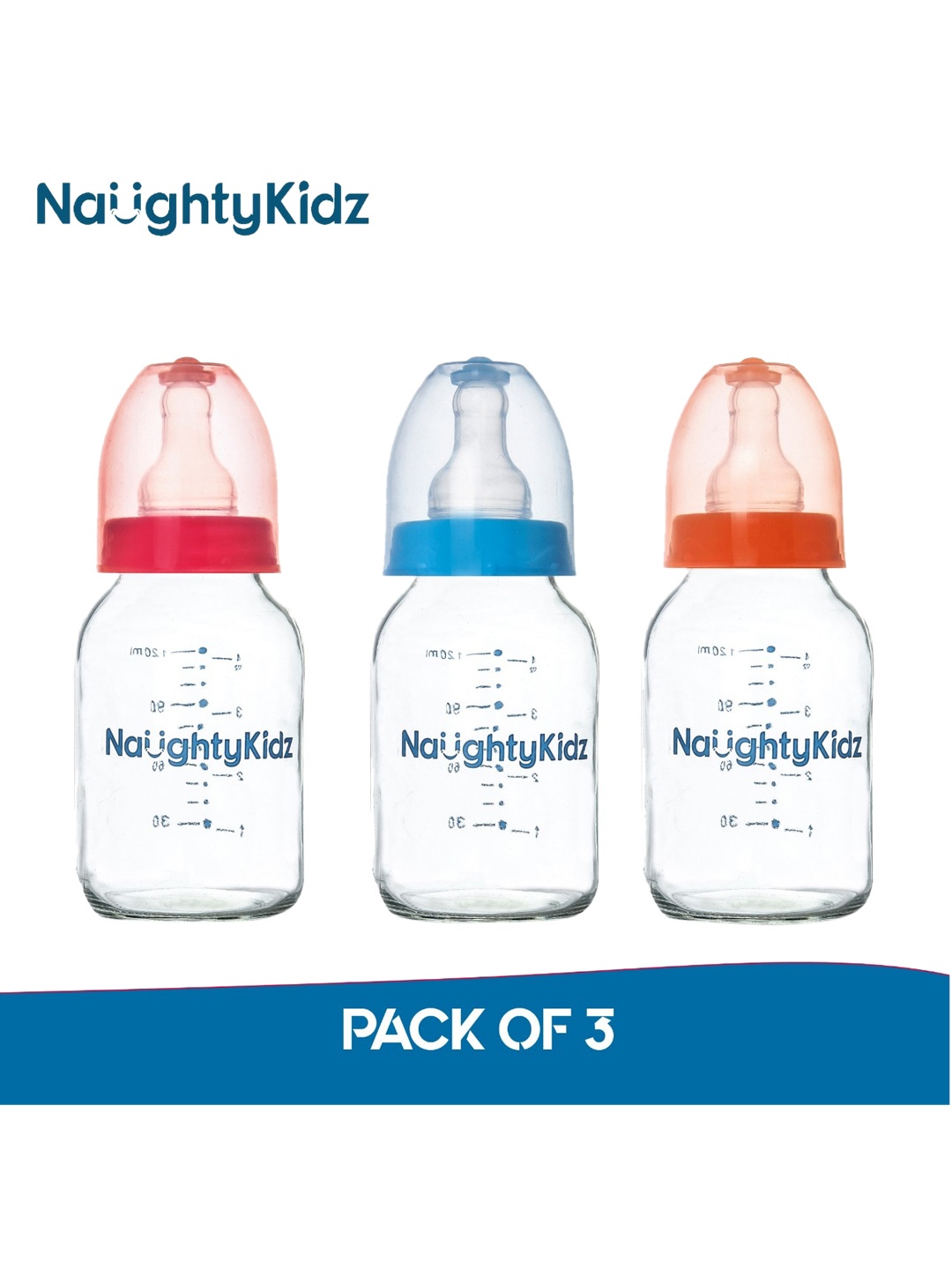 

NAUGHTY KIDZ Set of 3 Feeding Bottles, Pink