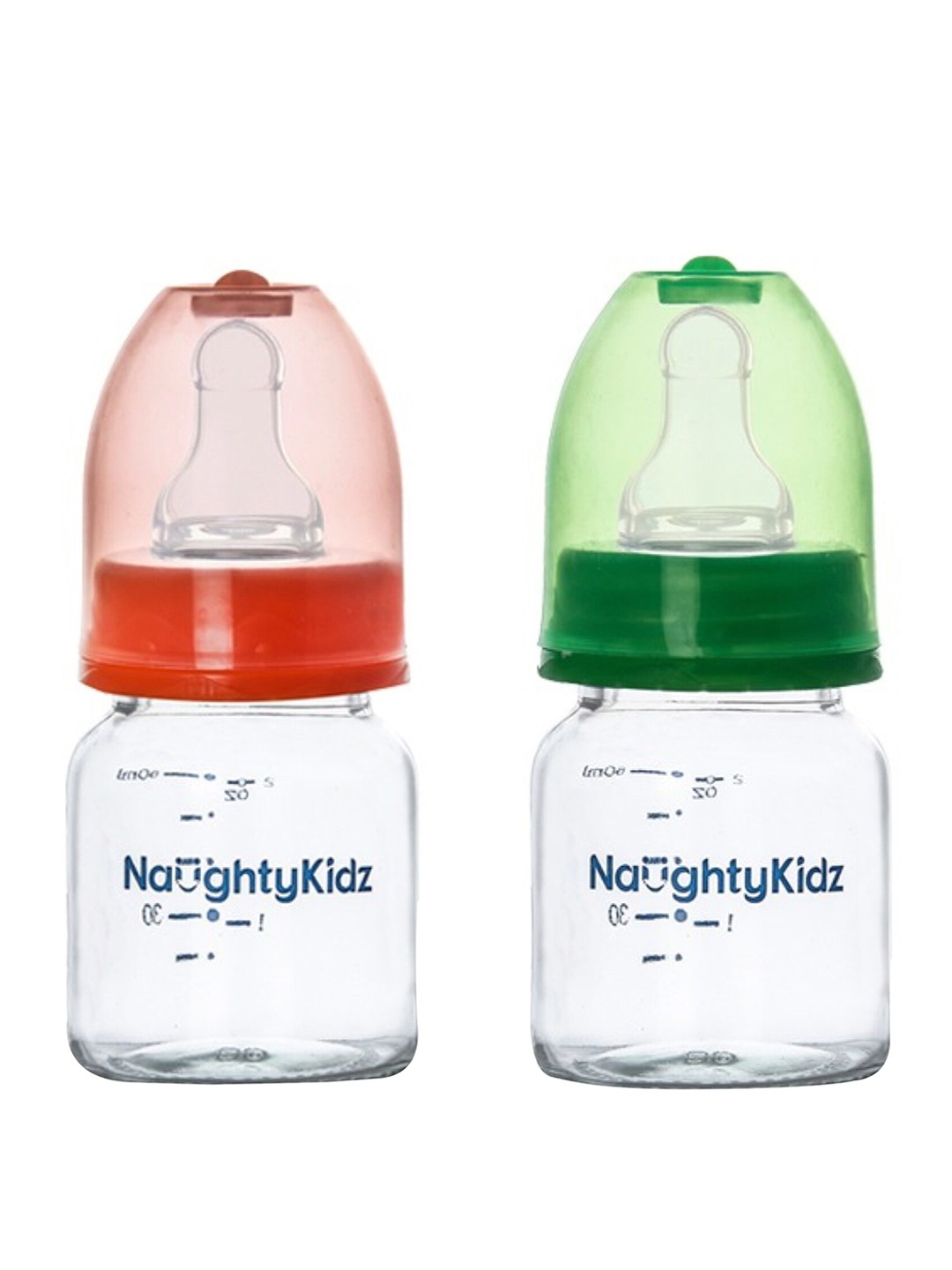 

NAUGHTY KIDZ Set Of 2 Green & Red Anti-Colic Feeding Bottle