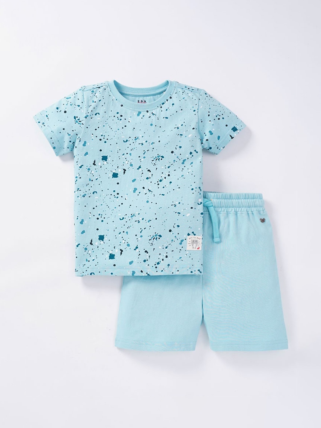 

Ed-a-Mamma Boys Blue & Black Printed Cotton Night suit