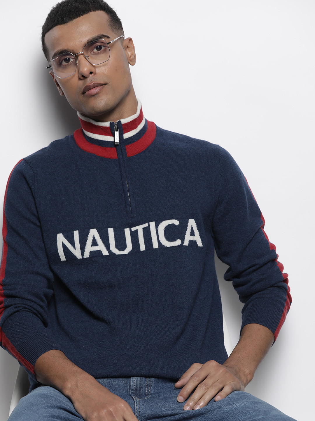 

Nautica Men Brand Logo Detail Pullover, Navy blue