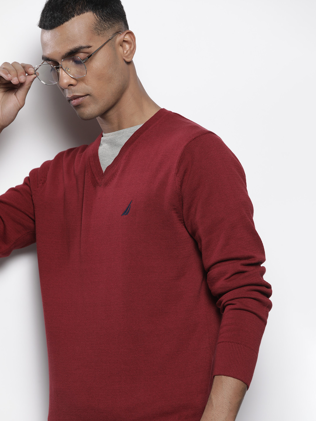 

Nautica Men Solid Pullover, Maroon