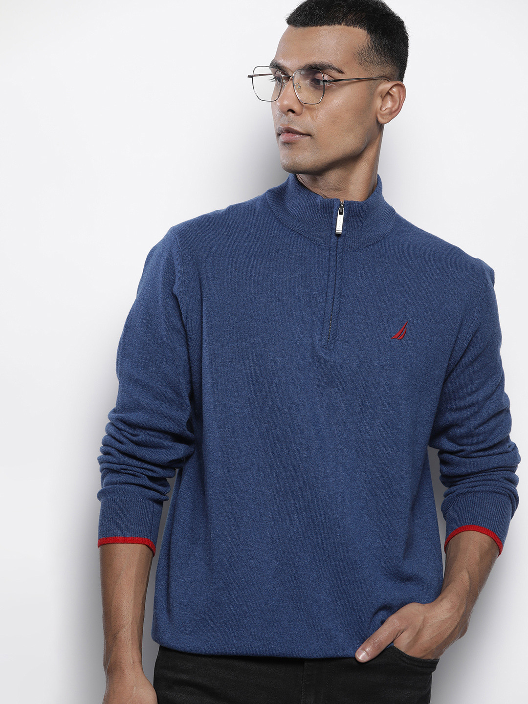 

Nautica Men Solid Half Zipper Pullover, Teal