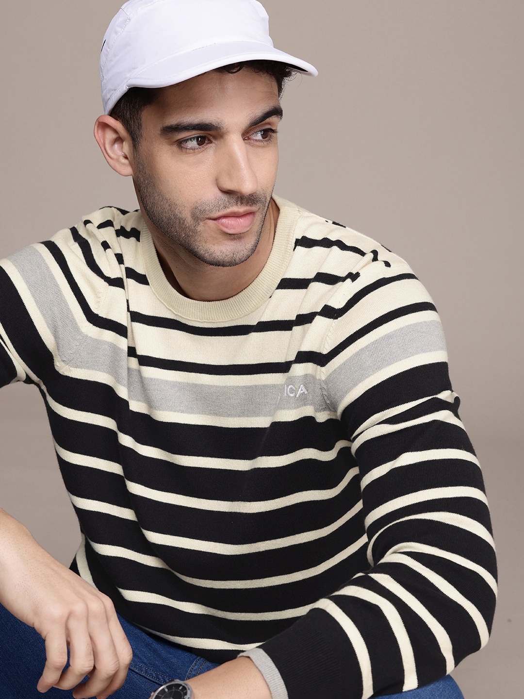 

Nautica Self Striped Pullover, Black