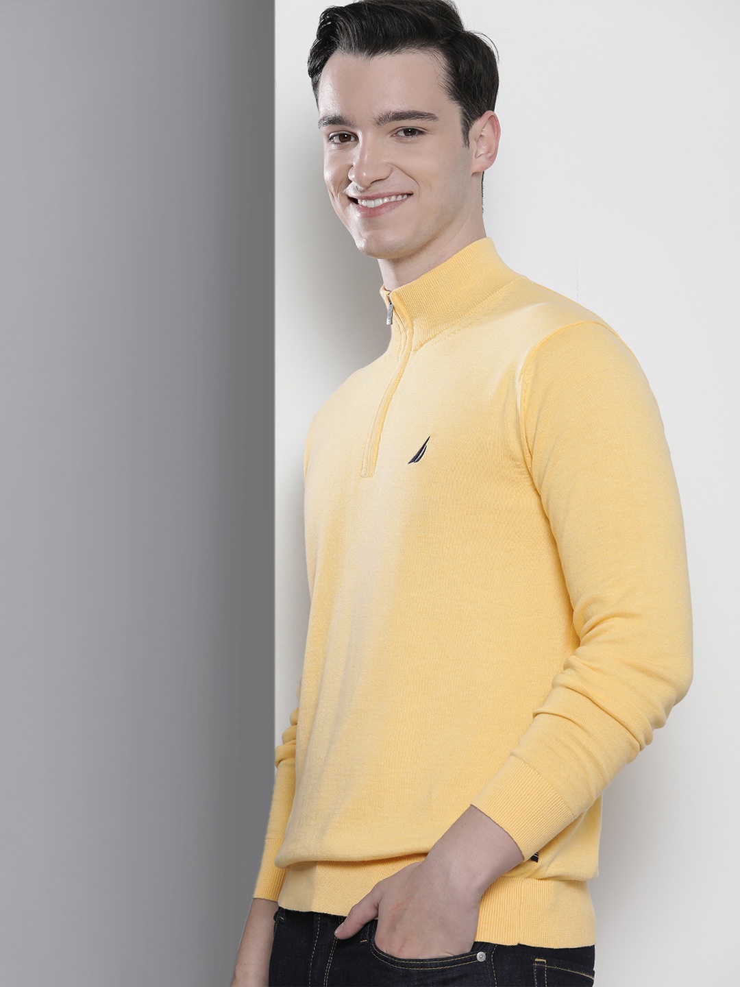 

Nautica Men Solid Mock Collar Pullover, Yellow
