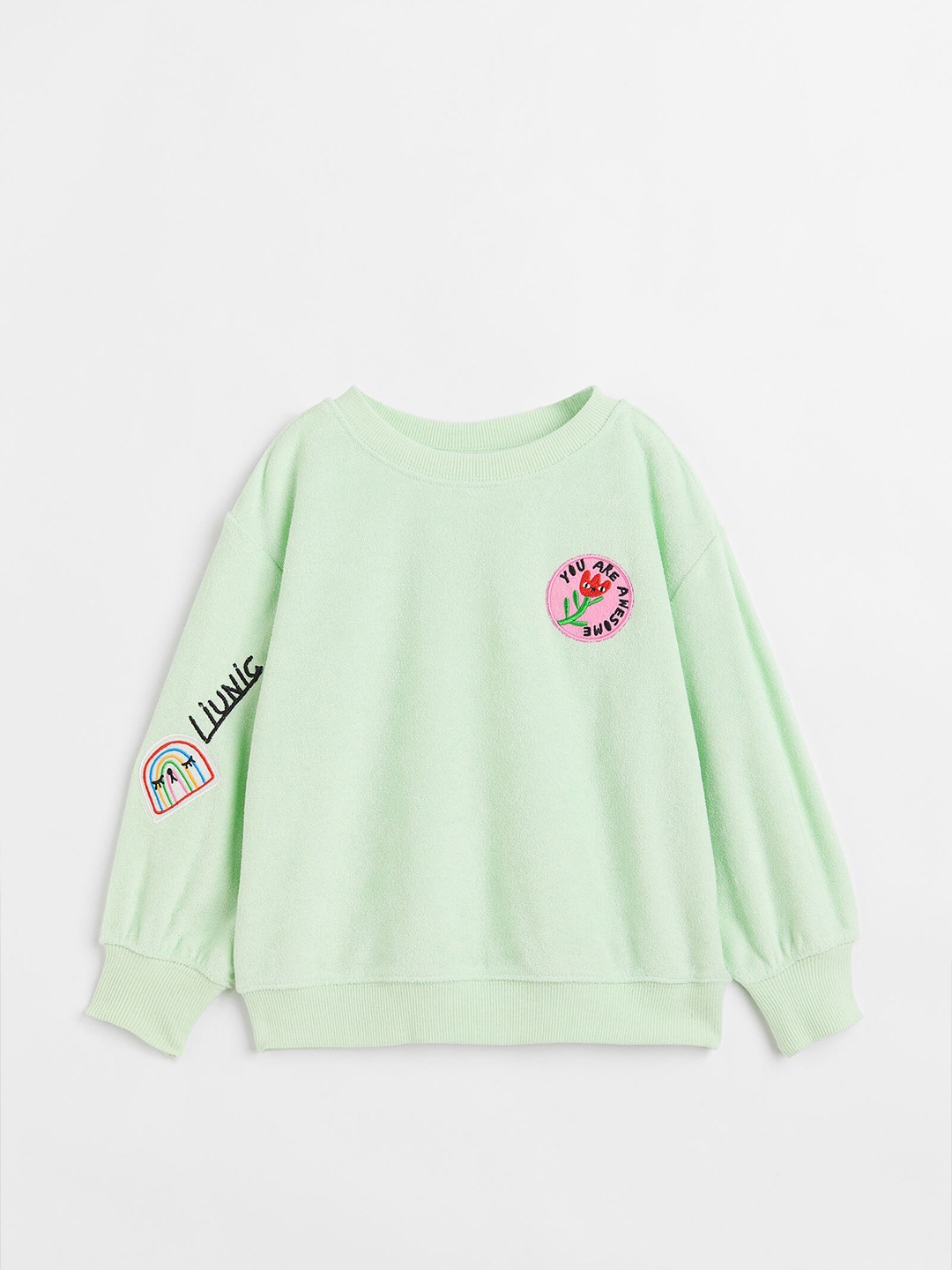 

H&M Girls Mint Green Motif-Detail Sweatshirt