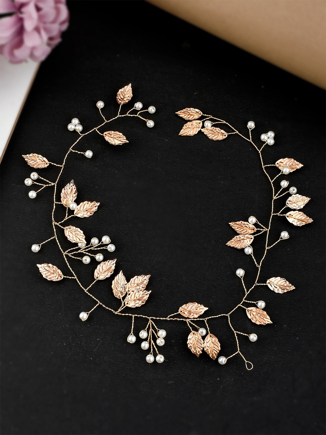 

AQUASTREET Women Gold-Toned & White Embellished Hair Vine