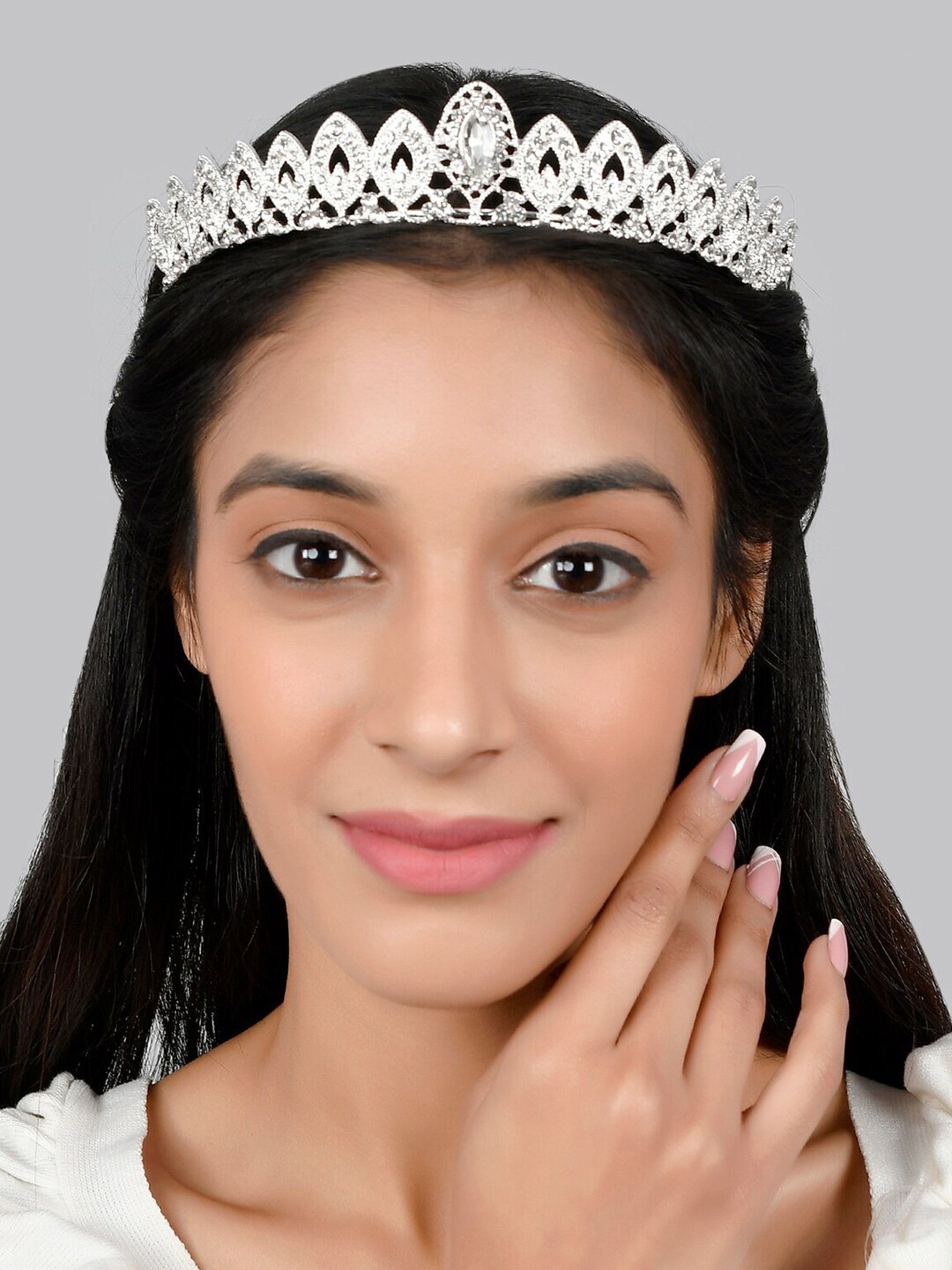 

AQUASTREET Women Silver-Toned & White Embellished Tiara