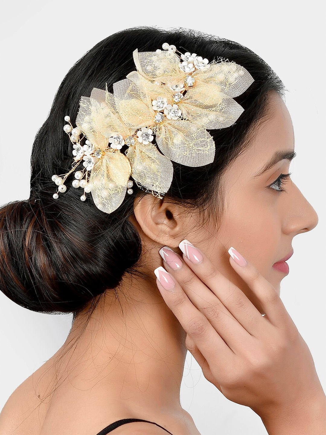 

AQUASTREET Women Gold-Toned & White Embellished Tiara