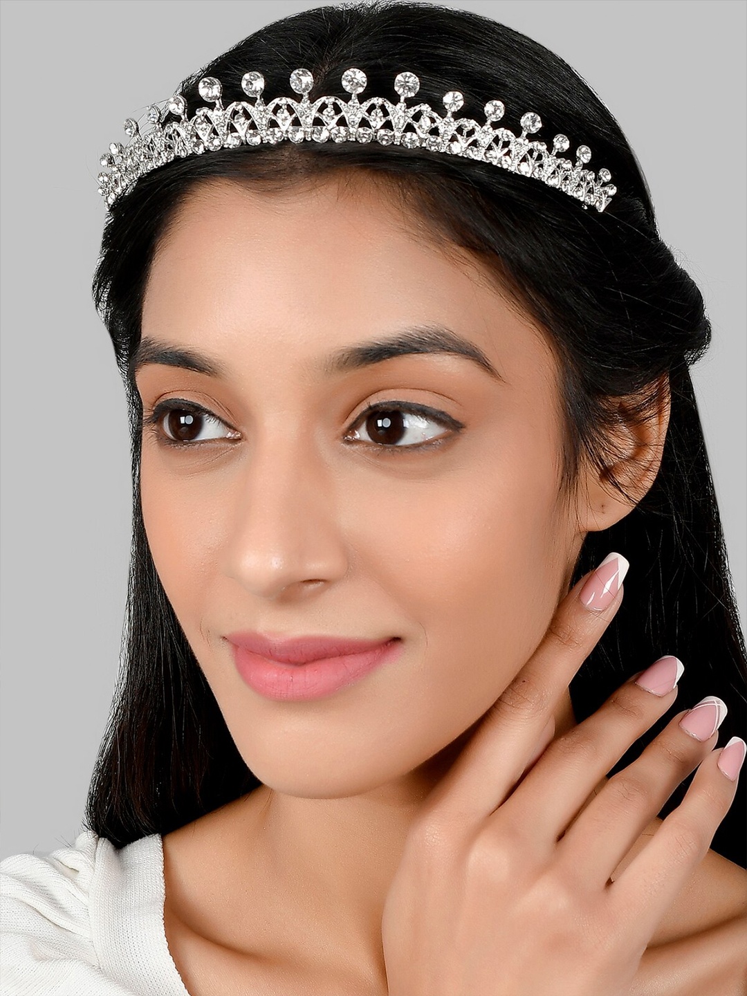 

AQUASTREET Women Silver-Plated & White Embellished Tiara