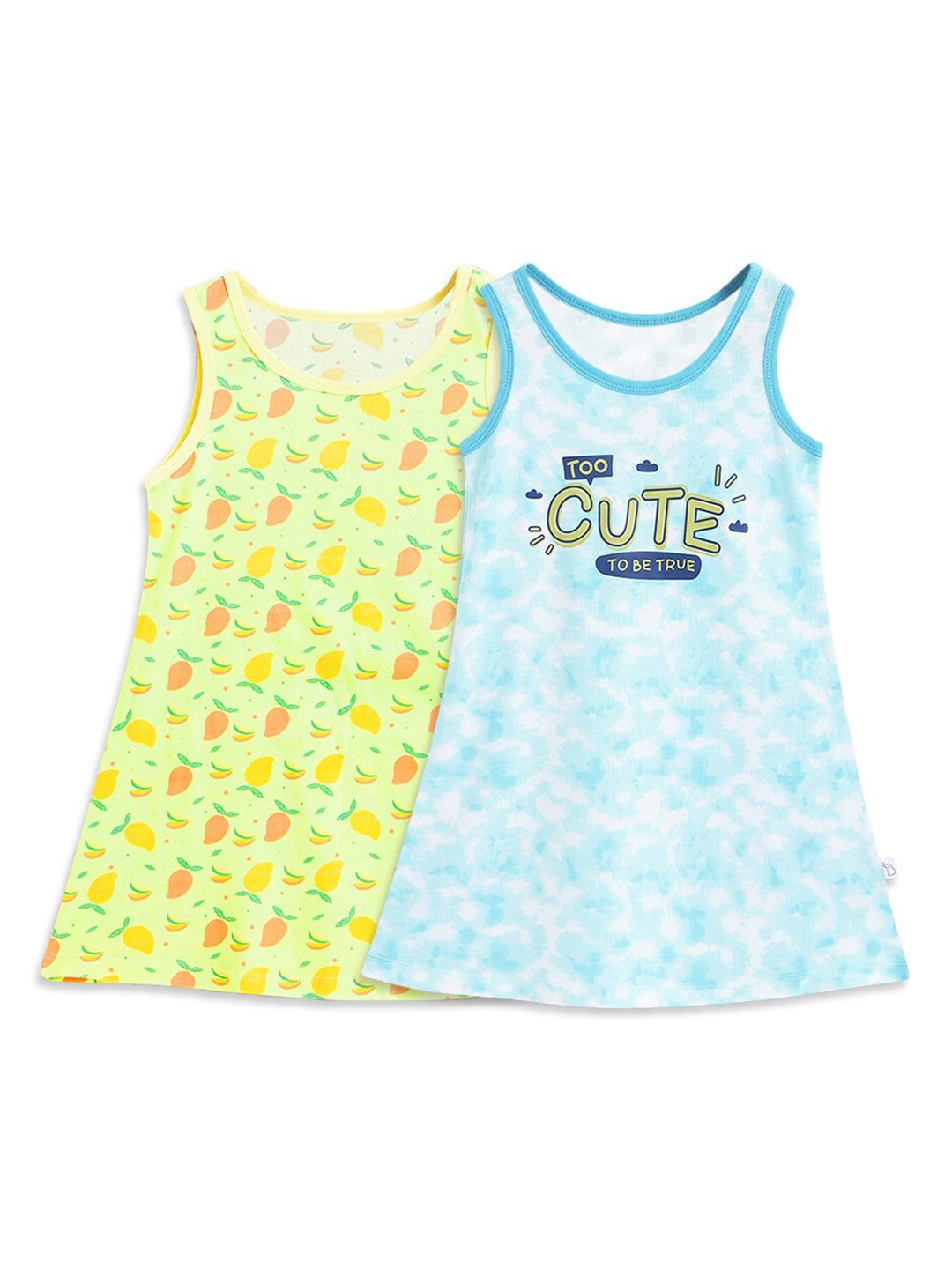 

SuperBottoms Girls Pack of 2 Sustainable A-Line Dress, Yellow