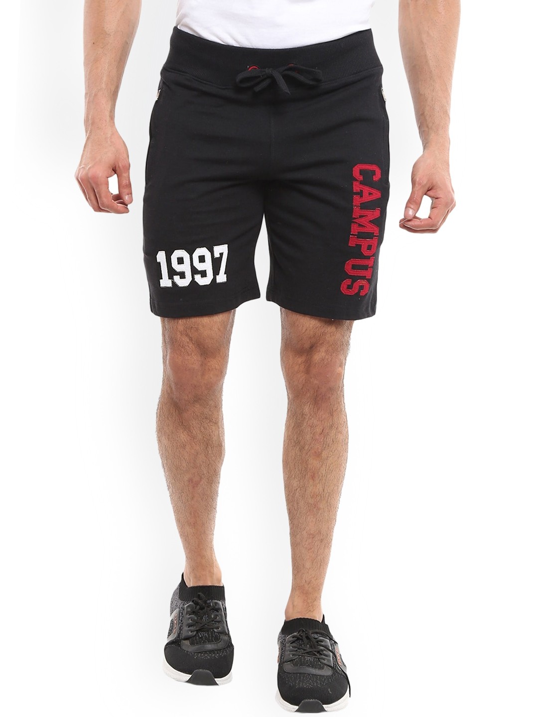 

V-Mart Men Black Typography Printed Cotton Shorts