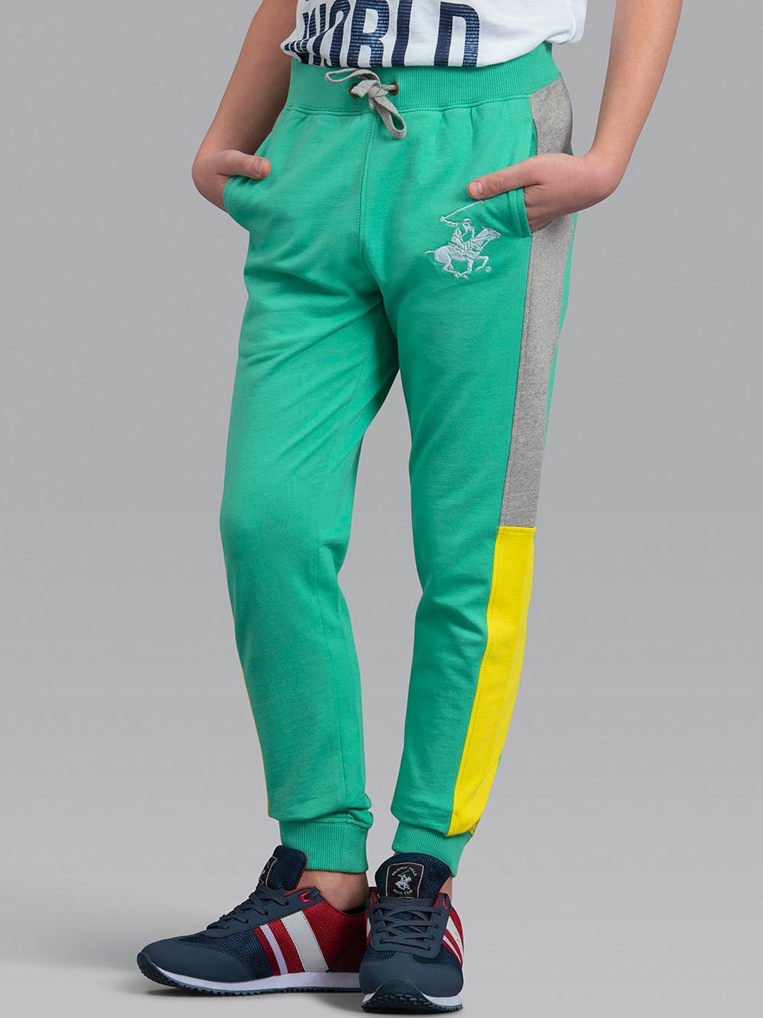 

Beverly Hills Polo Club Boys Green Solid Cotton Joggers