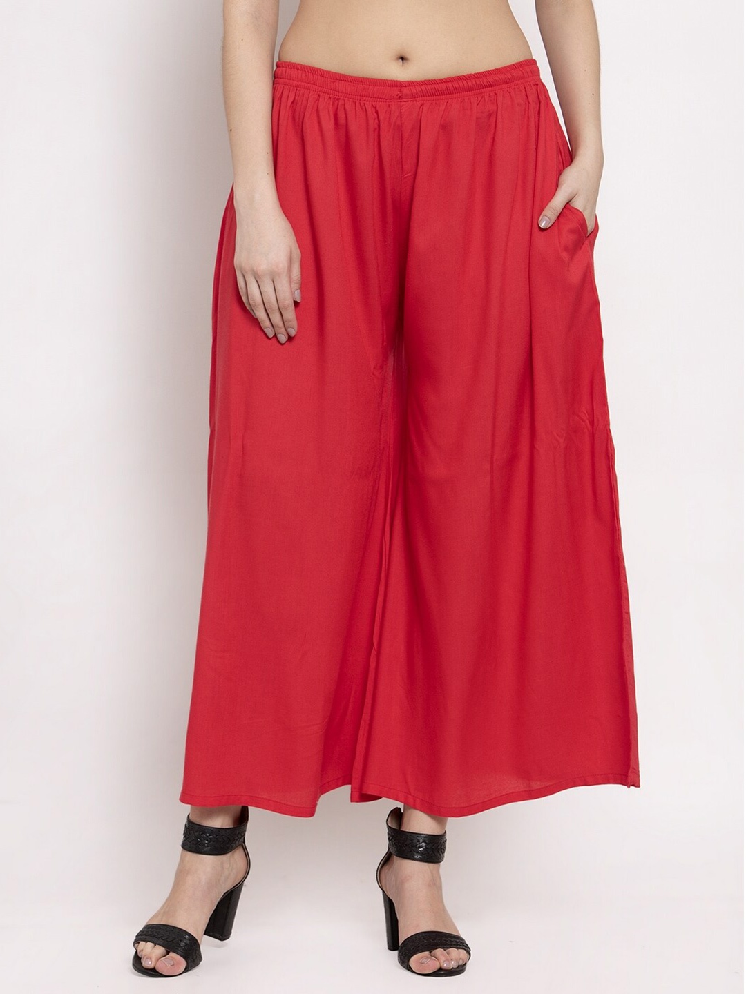 

Miaz Lifestyle Women Red Solid Wide Leg Palazzos