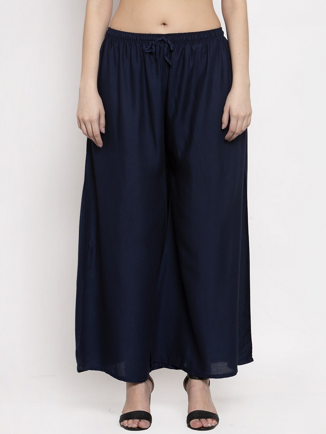 

Miaz Lifestyle Women Navy Blue Straight Fit Palazzos
