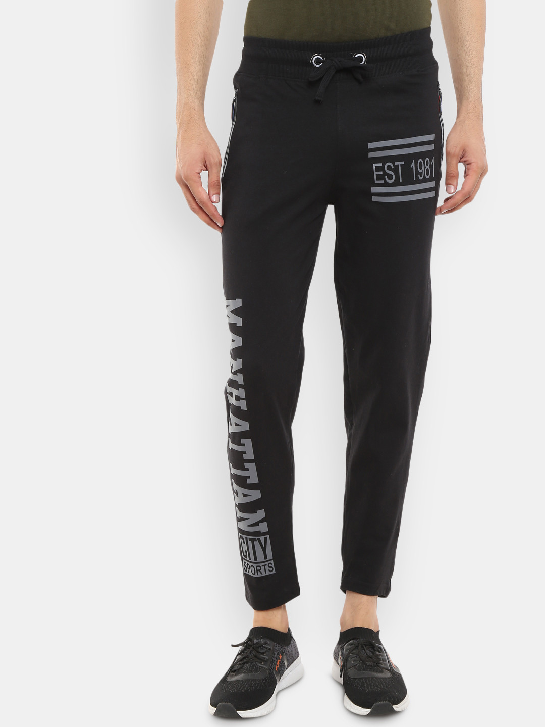 

V-Mart Men Black Typography Printed Cotton Track Pants