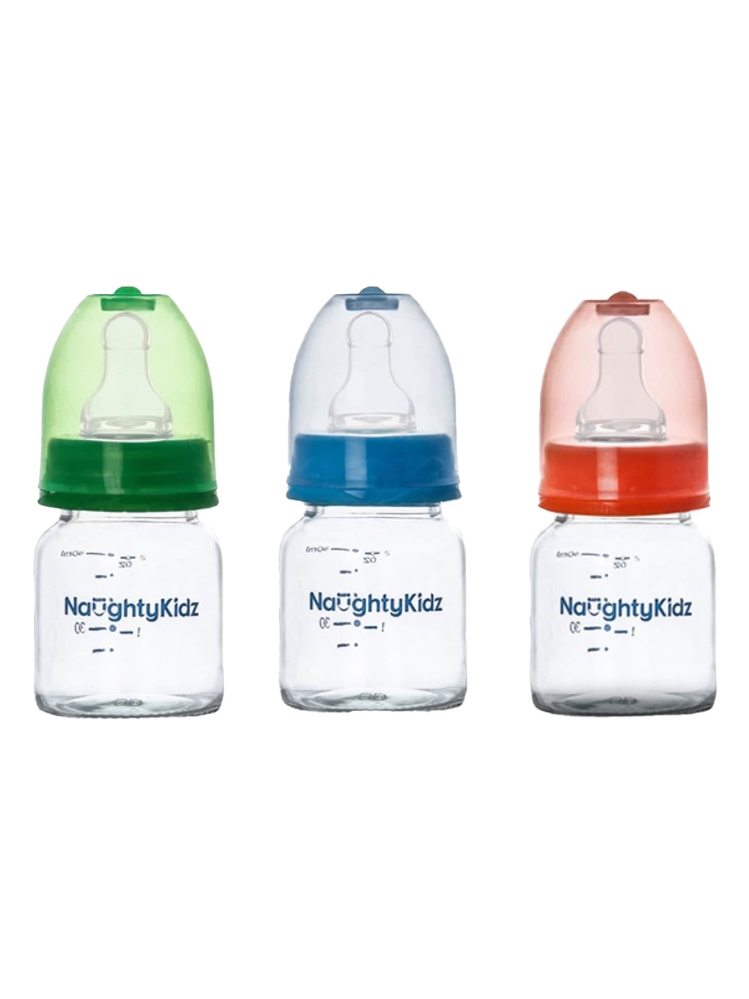 

NAUGHTY KIDZ Infants Multicolored Set of 3 Glass Feeding Bottles, Multi