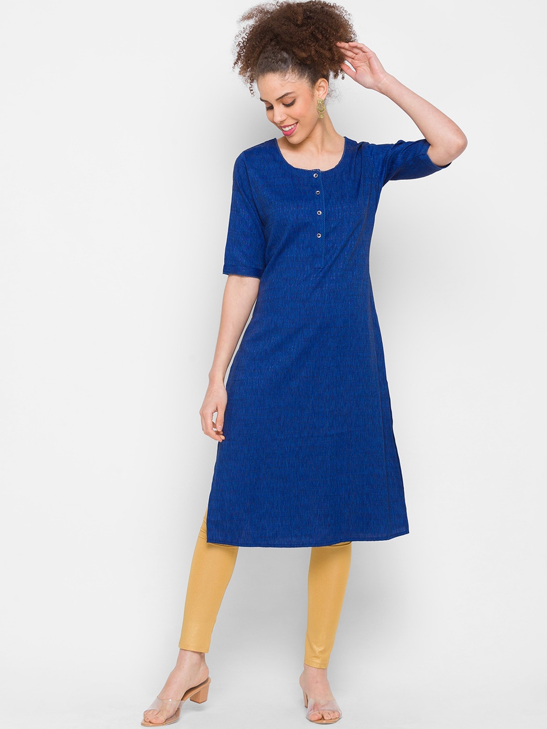 

ZOLA Women Navy Blue Solid Kurta