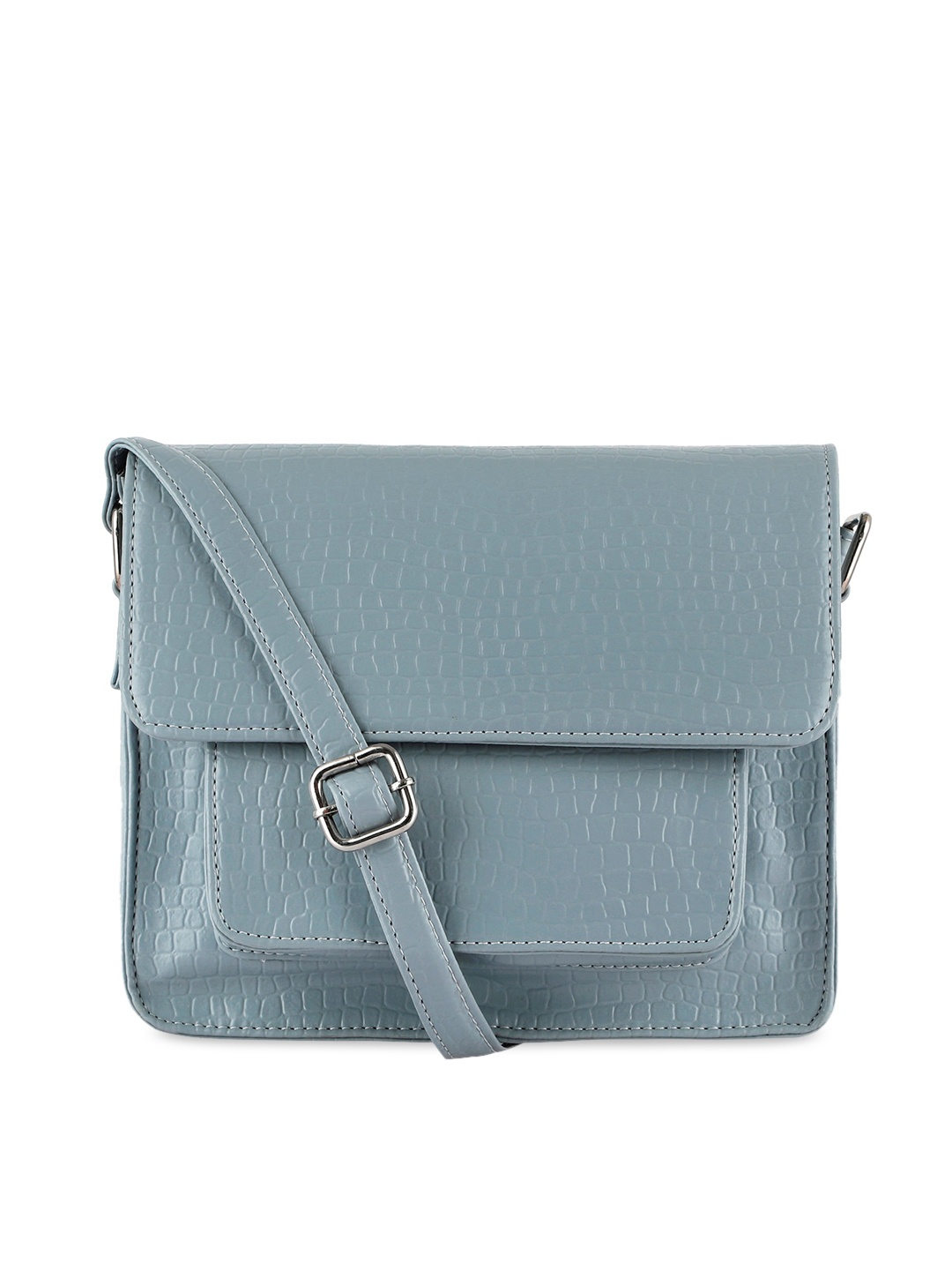 

Toteteca Blue Croco Textured PU Structured Sling Bag