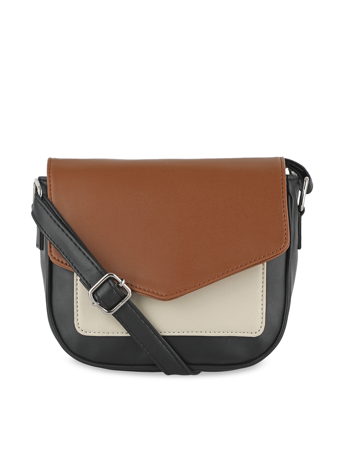 

Toteteca Black Colourblocked Half Moon Sling Bag