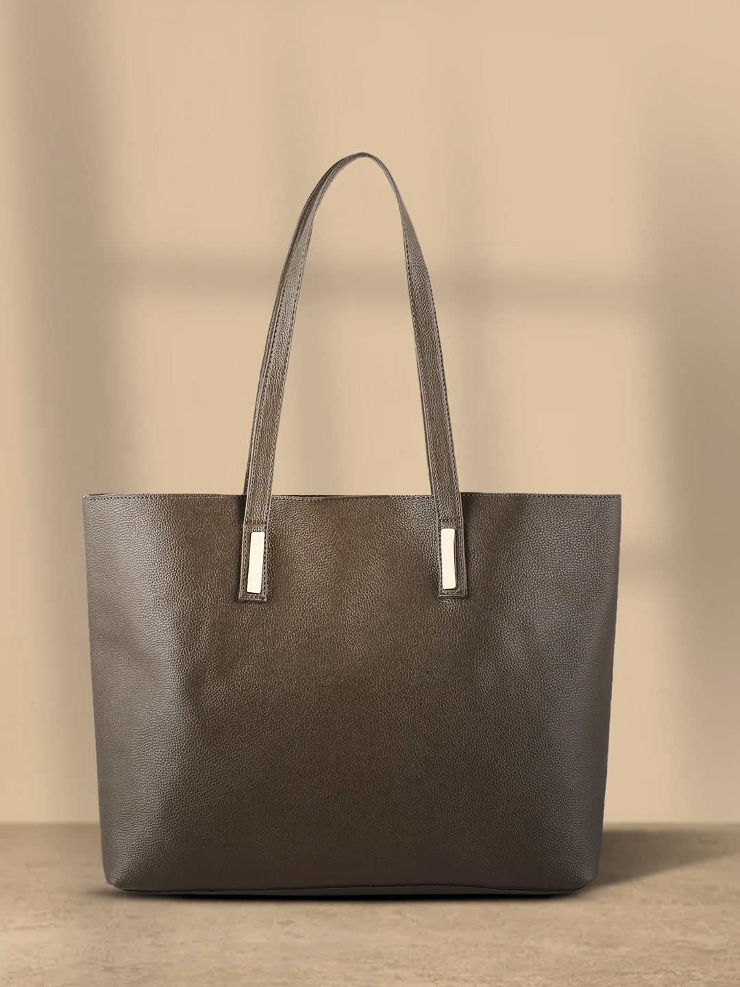 

Toteteca Beige PU Structured Tote Bag