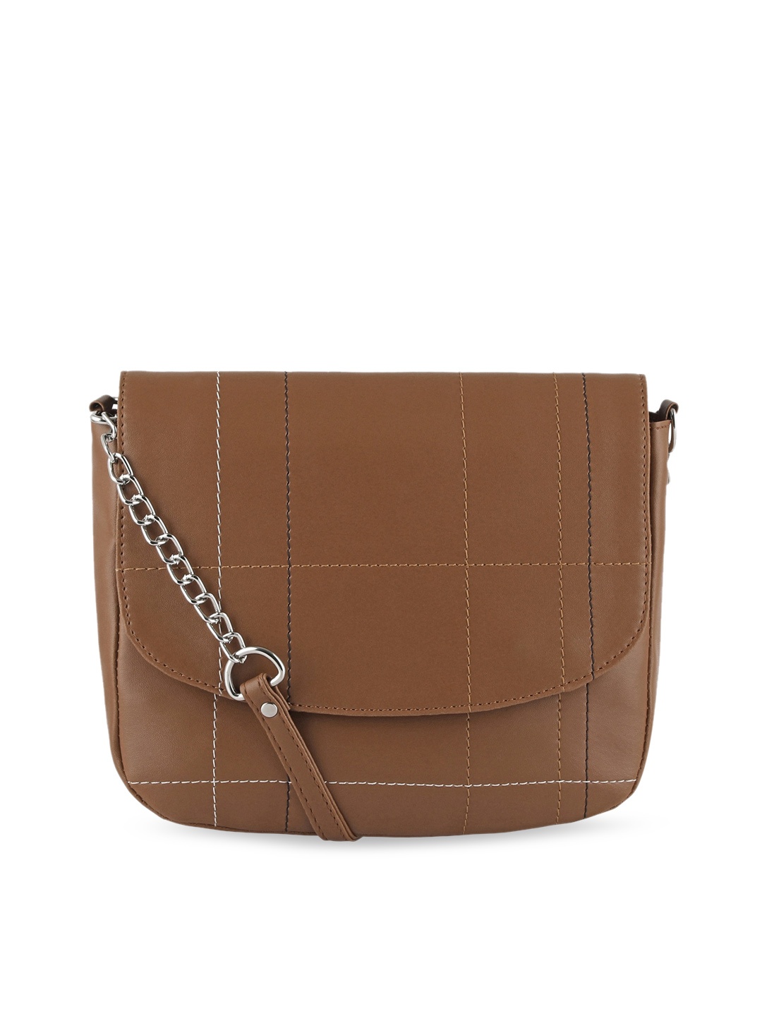 

Toteteca Women Tan Brown Checked PU Structured Sling Bag