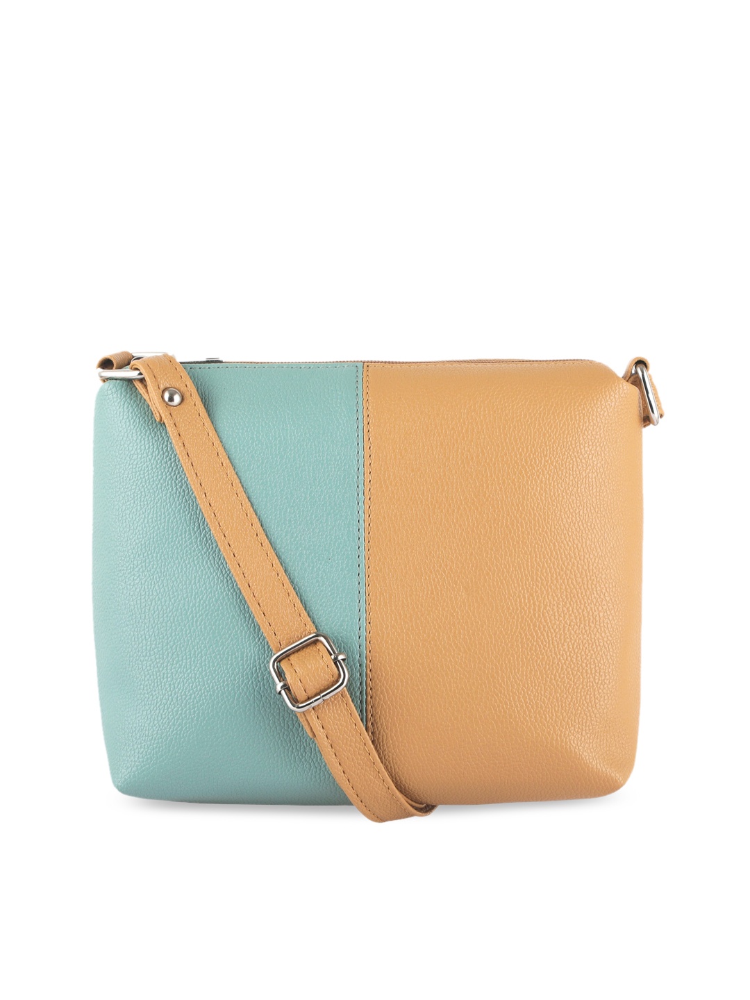 

Toteteca Tan Colourblocked PU Structured Sling Bag