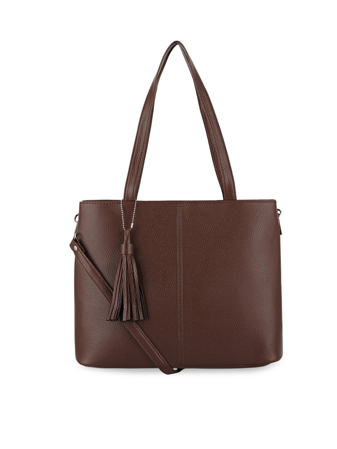 

Toteteca Brown PU Structured Tote Bag with Tasselled