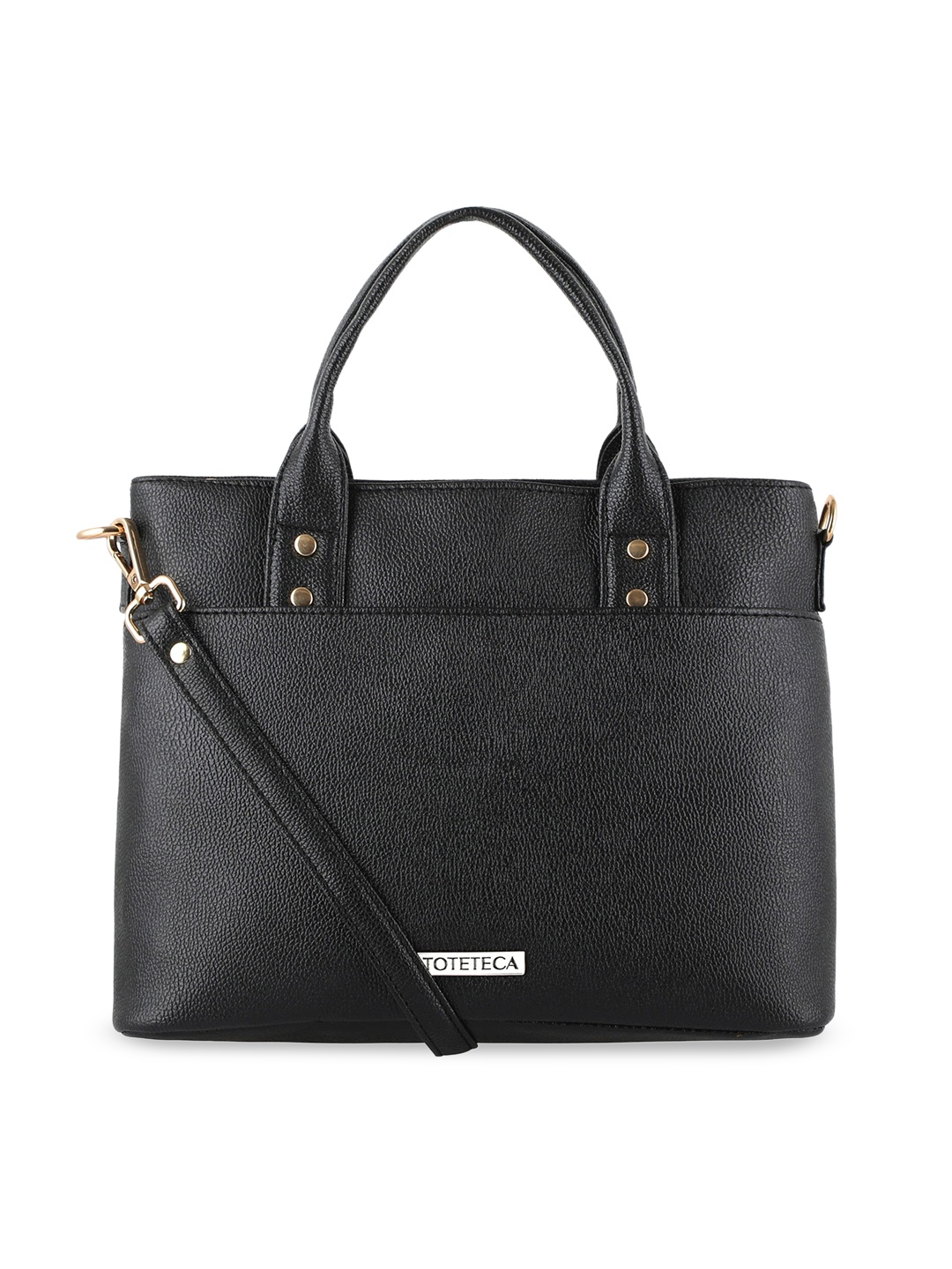 

Toteteca Black Textured PU Shopper Handheld Bag
