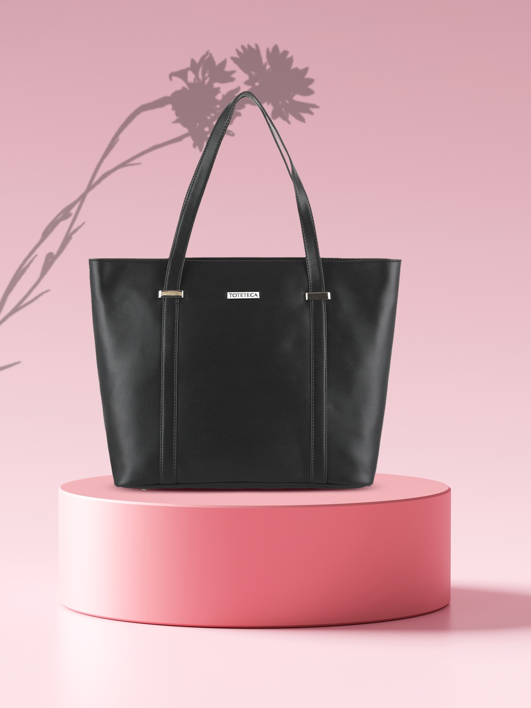 

Toteteca Black PU Structured Shoulder Bag
