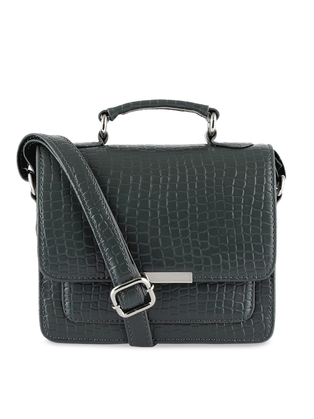 

Toteteca Olive Green Textured PU Structured Satchel