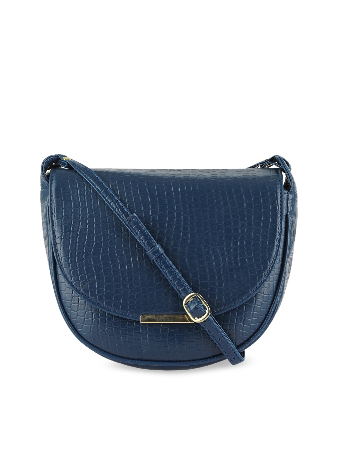

Toteteca Teal Blue Animal Textured PU Half Moon Sling Bag