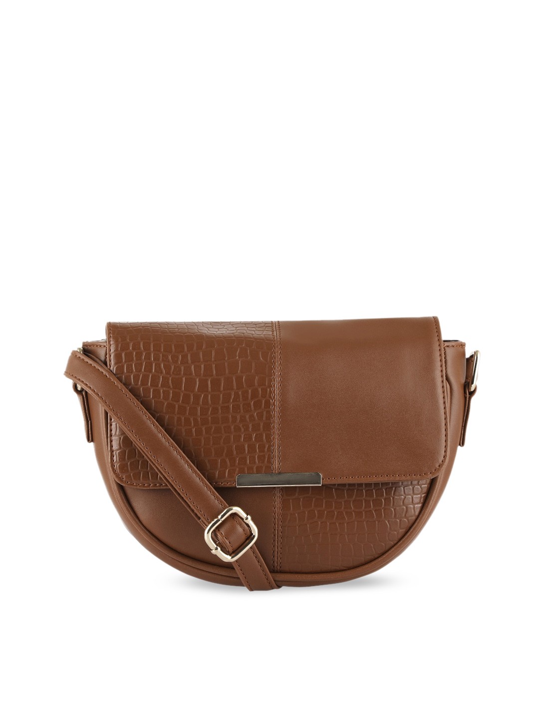 

Toteteca Tan Textured PU Half Moon Sling Bag